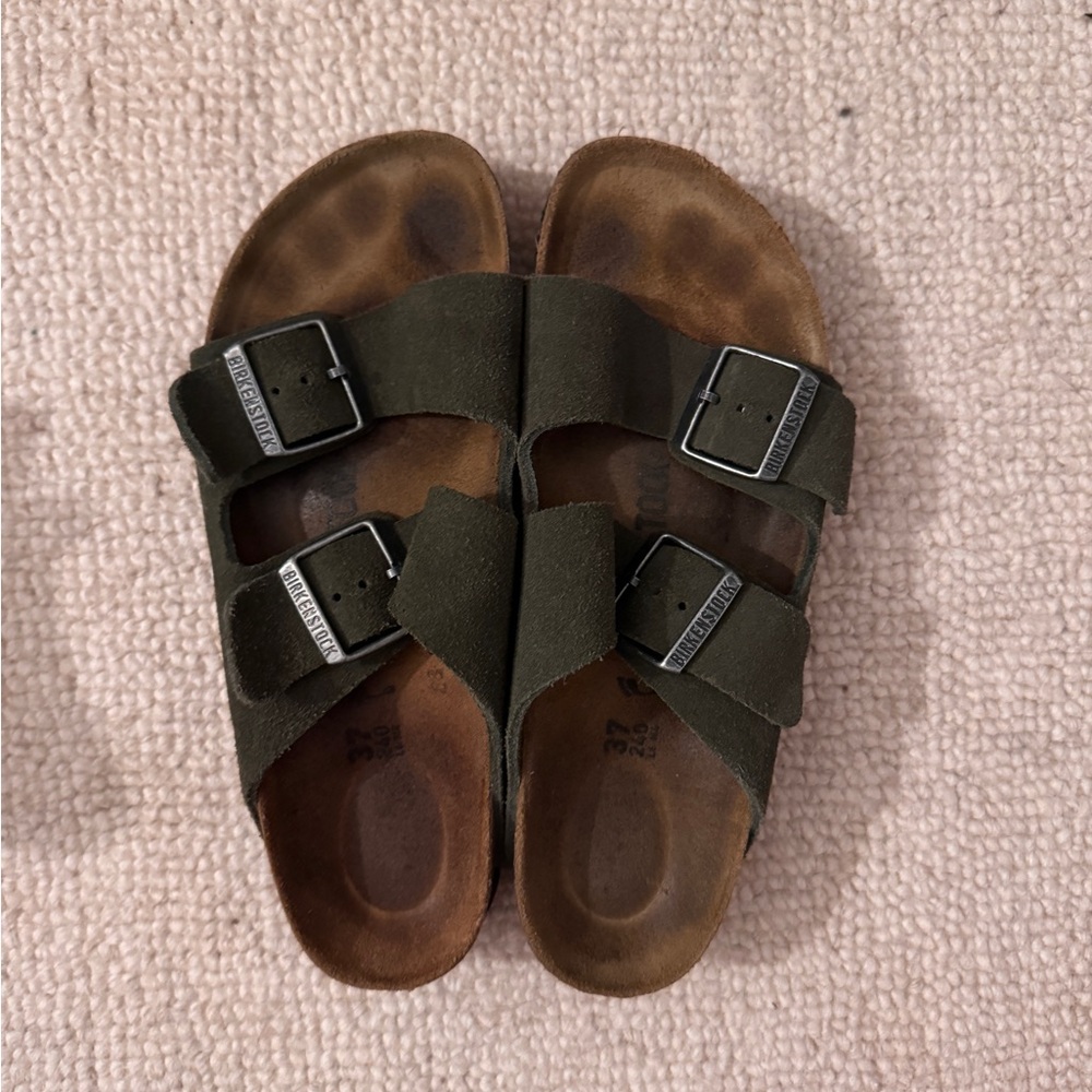 Birkenstock Olive Green Suede Sandals